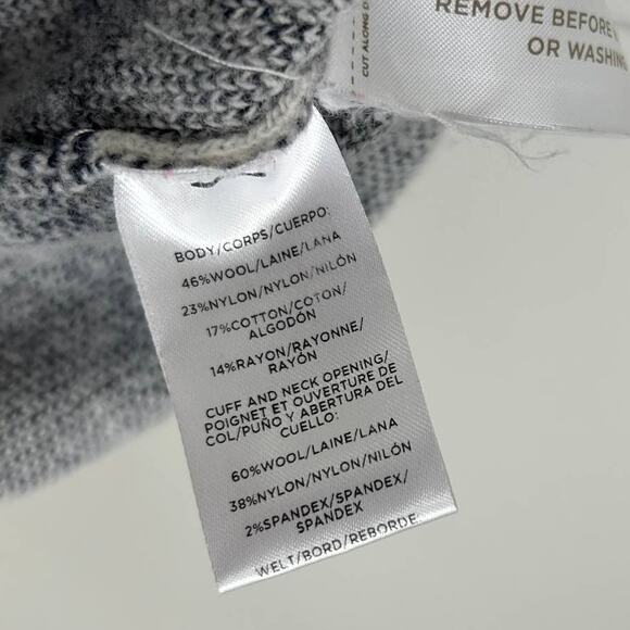 Ann Taylor Wool Windowpane Turtleneck Poncho Sweater Womens XS/S White - Picture 6 of 6